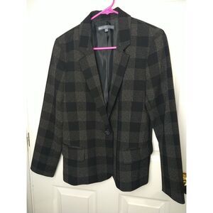 Elliott Lauren Woman 6 Blazer Black Plaid One Button Formal Professional Core